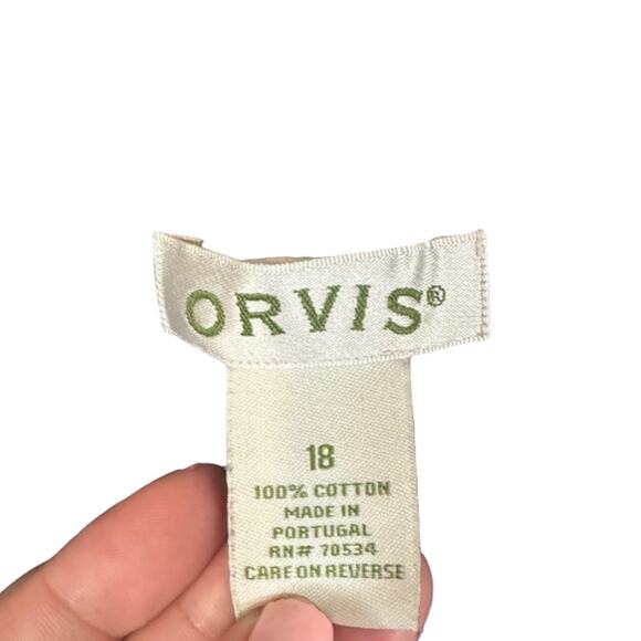 Orvis Blue Long Sleeve Button Down Ruffle Detail Cotton Shirt Women Sz 18 - Picture 7 of 7